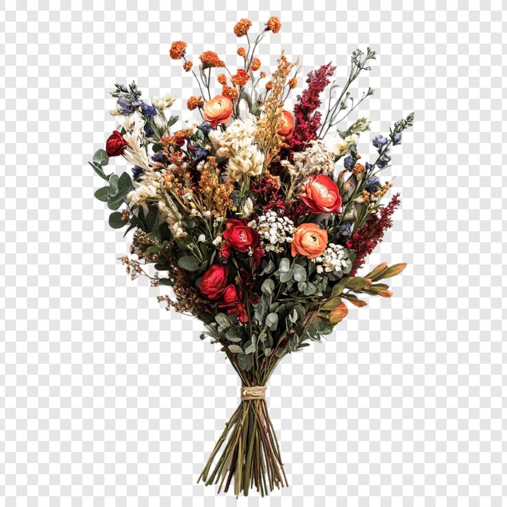 Gratis PSD vibrant dried flower bouquet a stunning autumnal arrangement