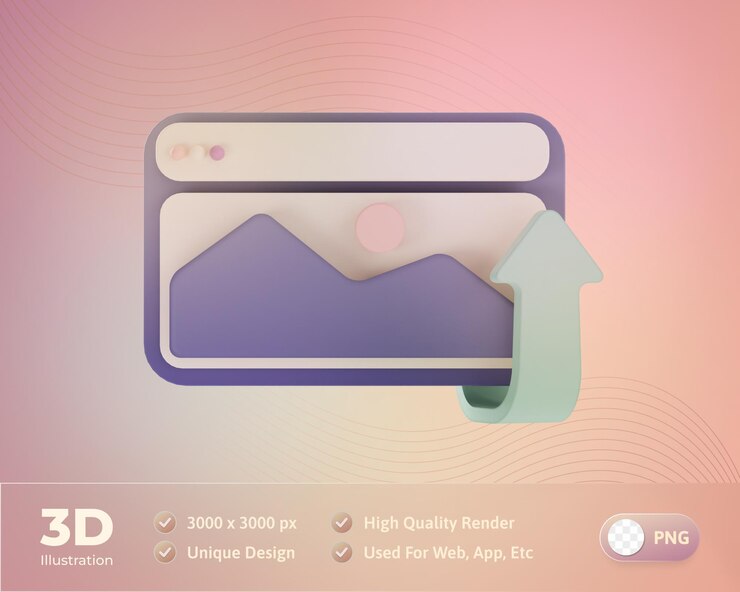 Gratis PSD web design icon upload image 3d illustration