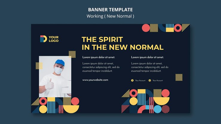 Gratis PSD working in the new normal way horizontal banner template