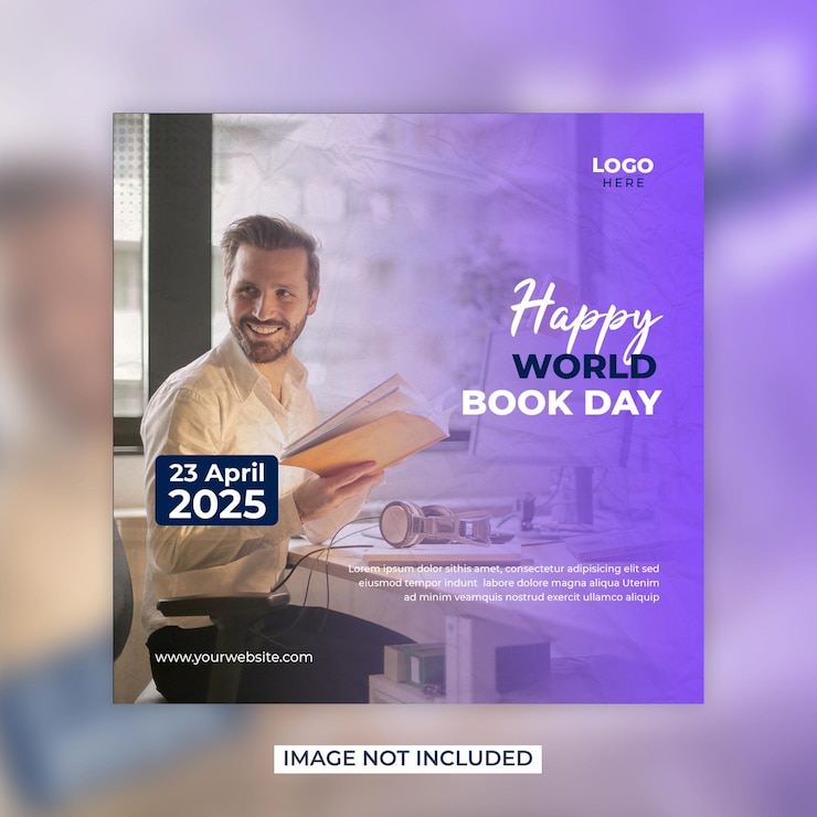 Gratis PSD world book day square flyer template