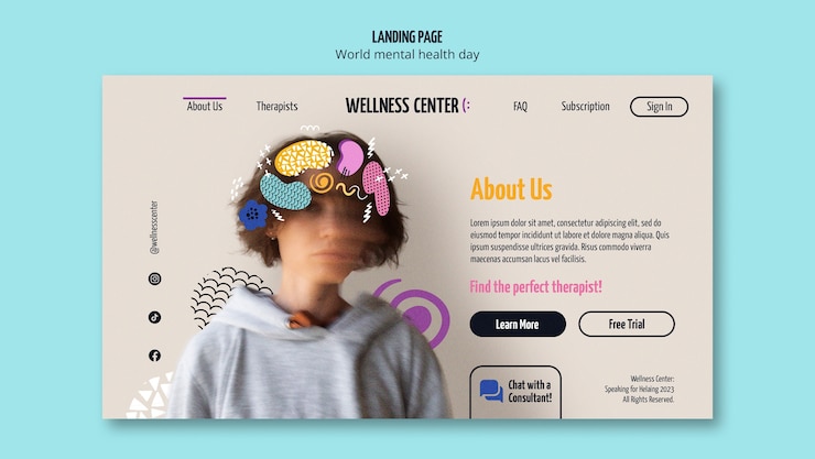 Gratis PSD world mental health day landing page
