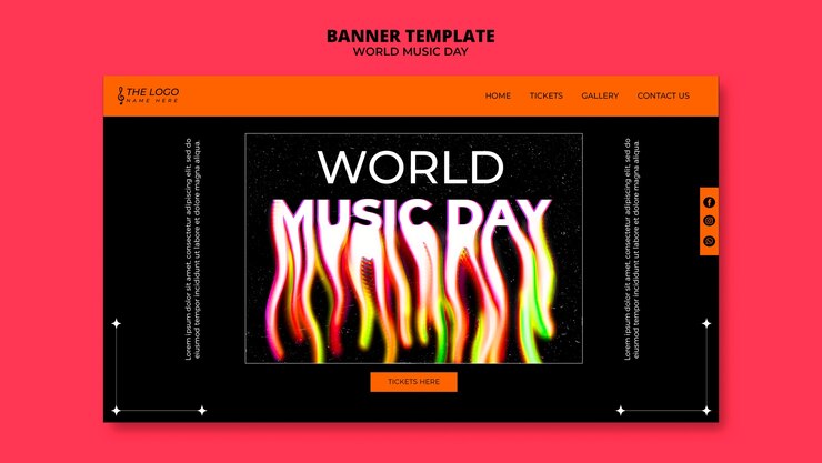Gratis PSD world music day landing page template