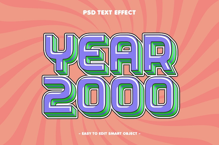 Gratis PSD y2k retro 3d editable text effect