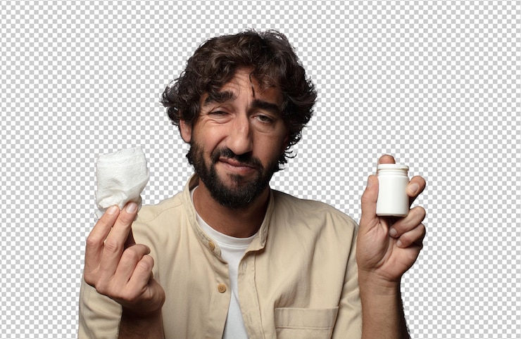 Gratis PSD young adult bearded man flu concept