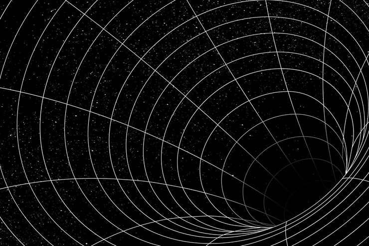 Gratis Vektor 3d grid wormhole illusion design element