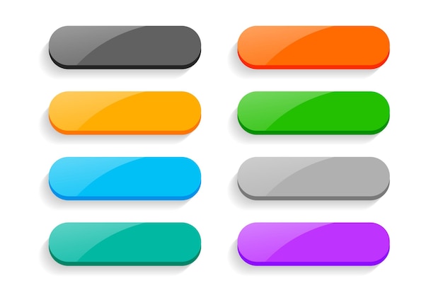 3d style empty rectangular web app button in set