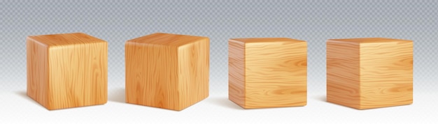 3d wood cube block to play game realistic vector