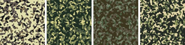 4 Camouflage Background Set Pattern Design Vector Illustration Army Backdrop
