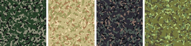 4 Camouflage Background Set Pattern Design Vector