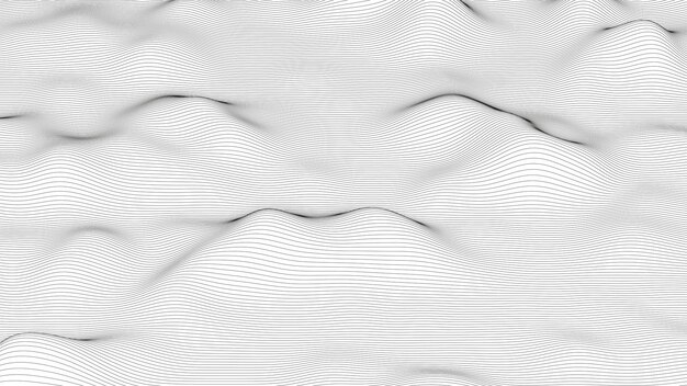 Abstract background with distorted line shapes on a white background Monochrome sound line waves