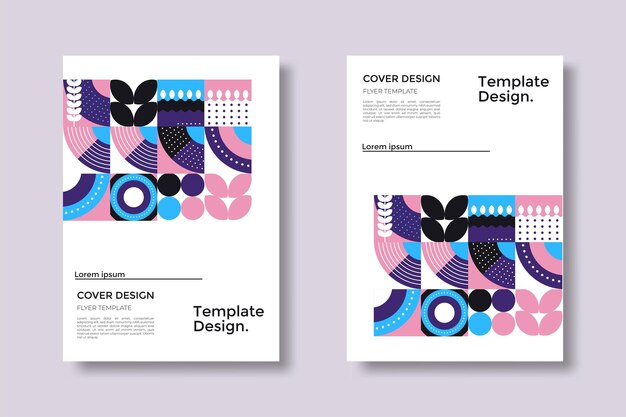 Abstract Bauhaus geometric pattern background vector circle triangle and square lines color art design Colorful Bauhaus pattern background