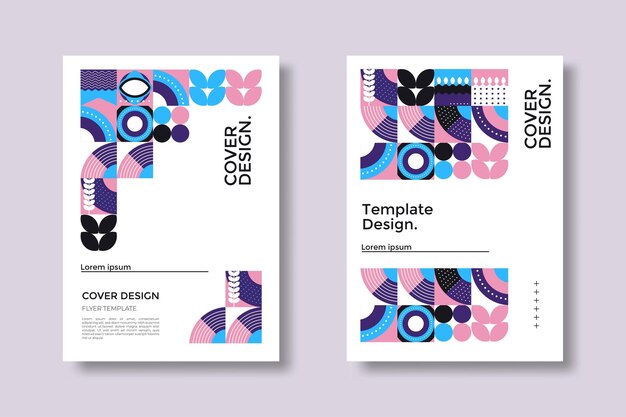 Abstract Bauhaus geometric pattern background vector circle triangle and square lines color art design Colorful Bauhaus pattern background