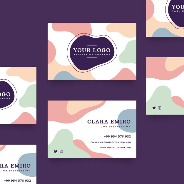 abstract business card template with pastel colored stains
