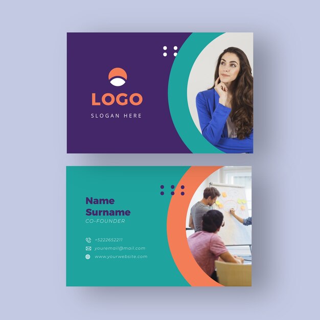 abstract business card template with photo