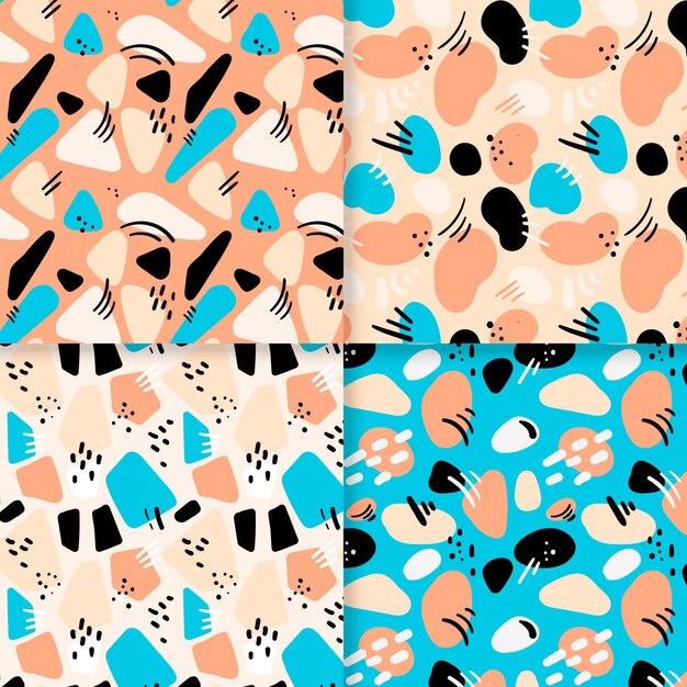 Abstract hand drawn pattern set
