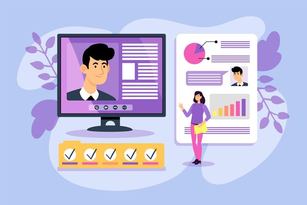 Abstract illustration of online job interview