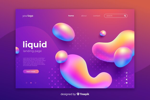 Abstract liquid effect landing page template