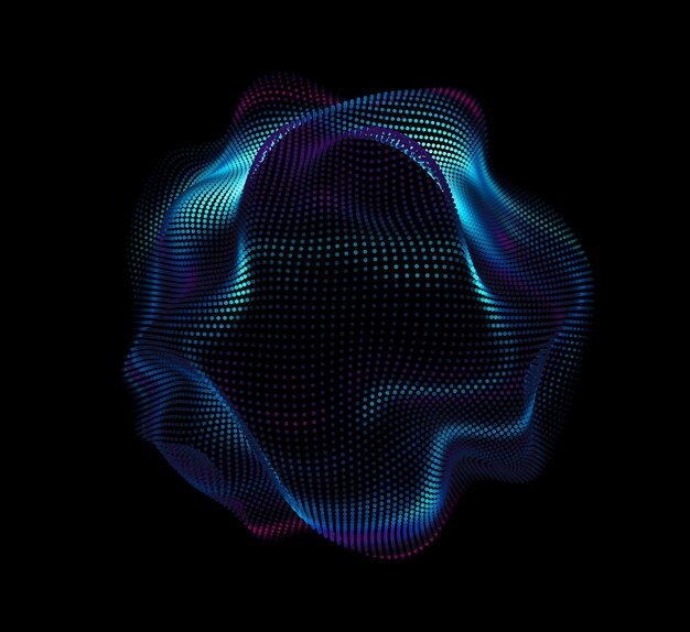 Abstract vector colorful mesh on dark background. Futuristic style card