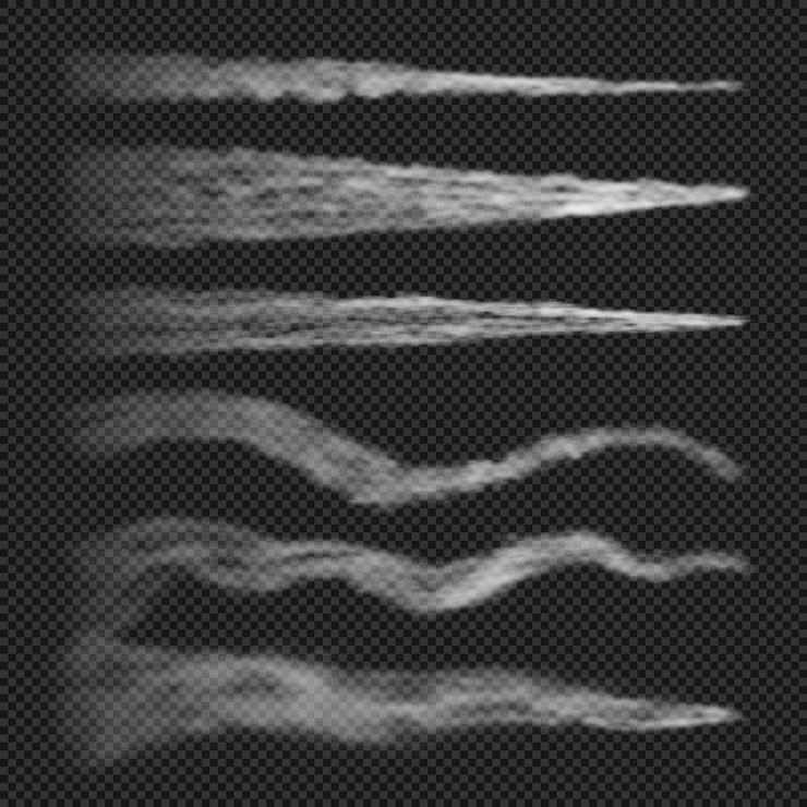 Gratis Vektor airplane condensation trails smoke isolated on transparent