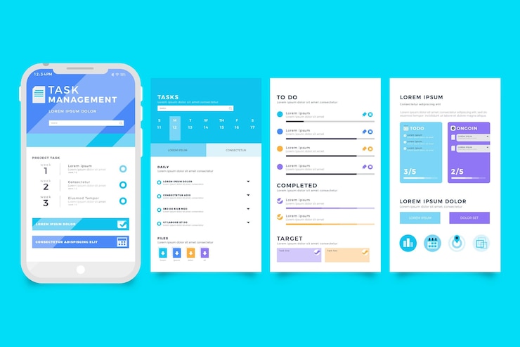 Gratis Vektor app-interface til opgavestyring