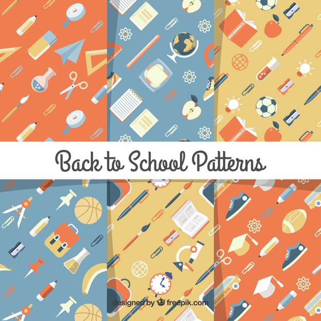 Back to school patterns collection with elements