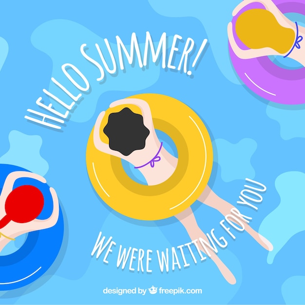 Background of people with float in the pool