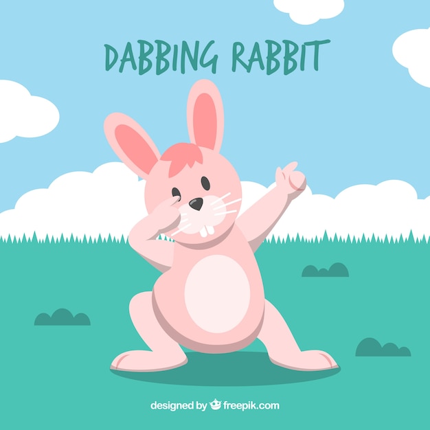 Bakgrund med kanin som gör en dabbing-rörelse