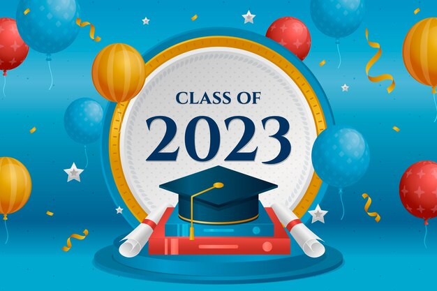 Bakgrund med lutning för studentexamen 2023