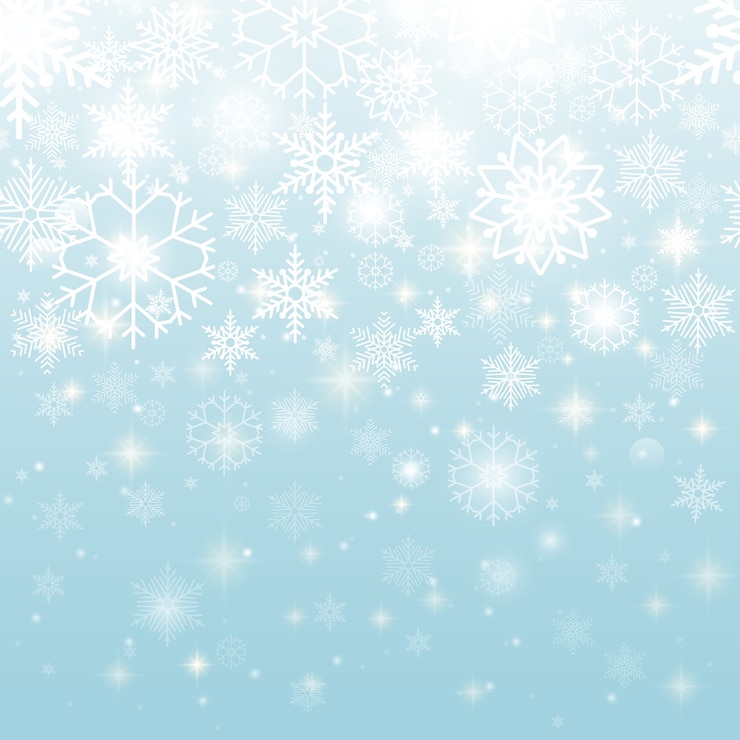 Gratis Vektor beautiful white snowflakes in seamless pattern graphic design on sky blue background.