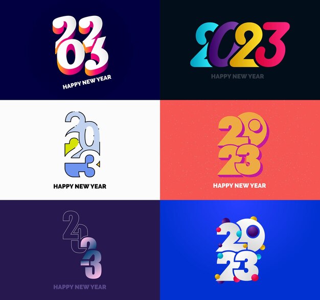 big collection of 2023 happy new year symbols cover of business diary for 2023 with wishes vector new year illustration
