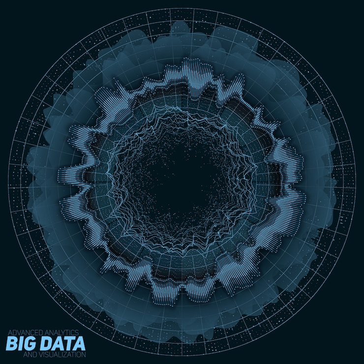 Gratis Vektor big data green visualization. information aesthetic design. visual data complexity. complex data threads graphic.