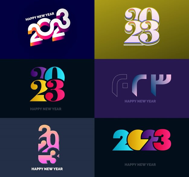 big set of 2023 happy new year logo text design 2023 number design template vector new year illustration