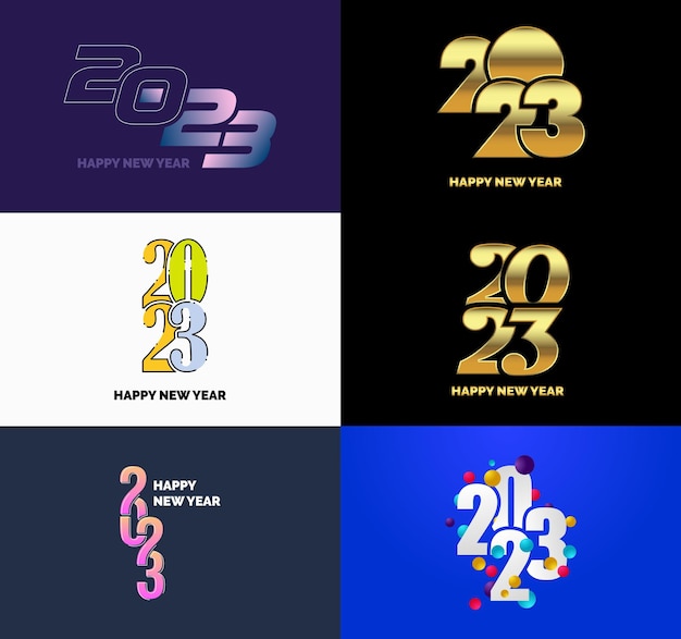 big set of 2023 happy new year logo text design 2023 number design template vector new year illustration
