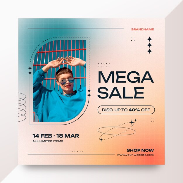 Blurred gradient square banner