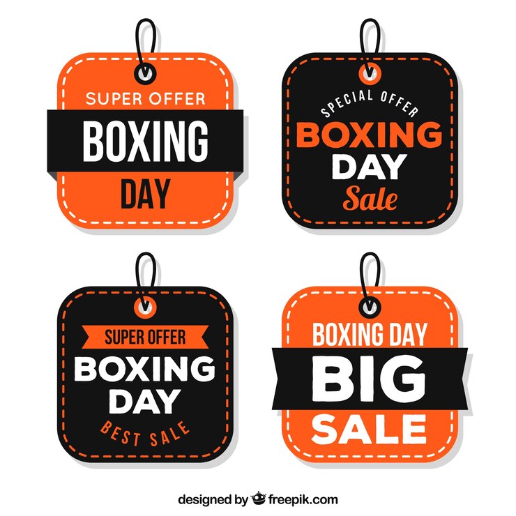 Gratis Vektor boxing day sale badge in square shape