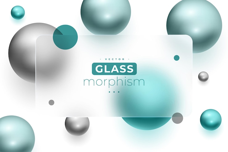 Gratis Vektor bright glassmorphism wallpaper with transparent acrylic frame vector