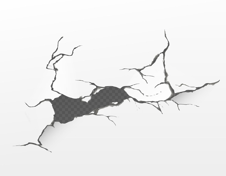 Gratis Vektor broken concrete wall or cracked ground effect