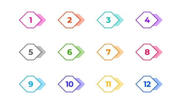 bullet points icon in hexagon shape background