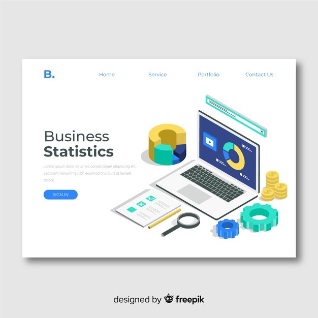 business statistics landing page template