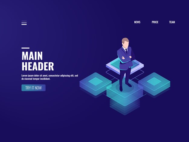 Business technology, online banking icon, cryptocurrency, businessman stay on platform