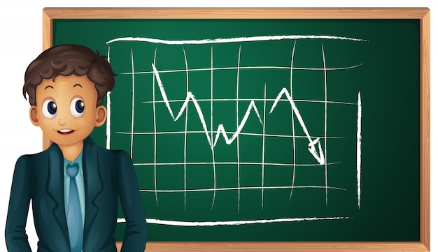 Businessman and blackboard