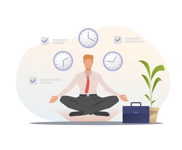 Businessman meditating in office