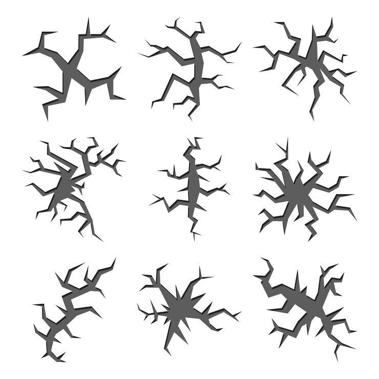 Gratis Vektor cartoon ground holes and cracks set.