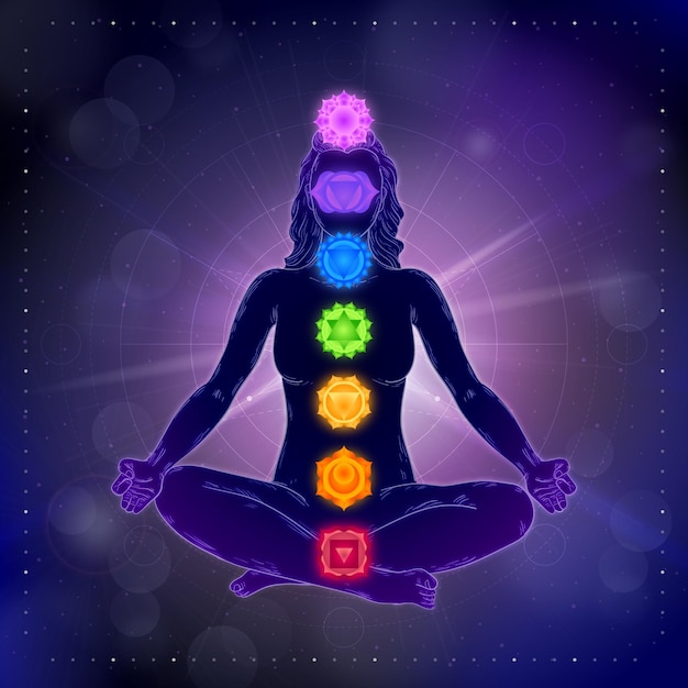 chakra and lotus position bokeh effect