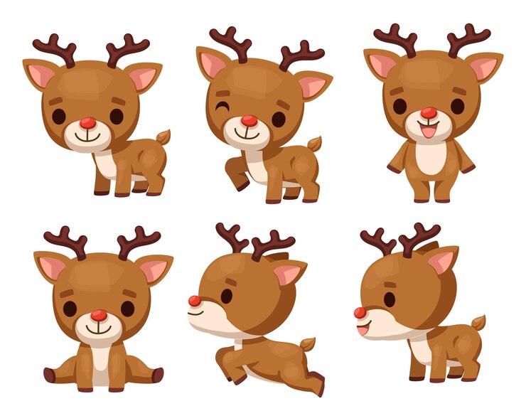 Gratis Vektor character deer with a variety of poses and moods