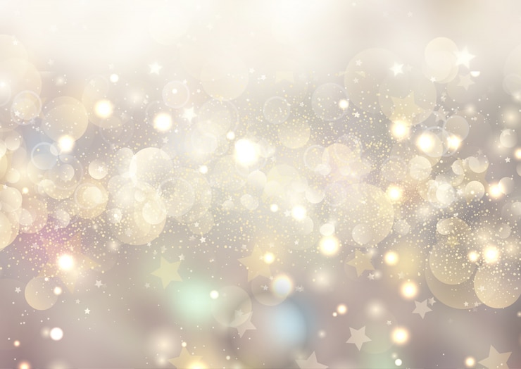 Gratis Vektor christmas background of bokeh lights and stars 