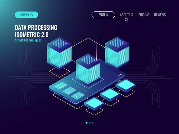 Cloud data storage concept with mobile phone and database icon