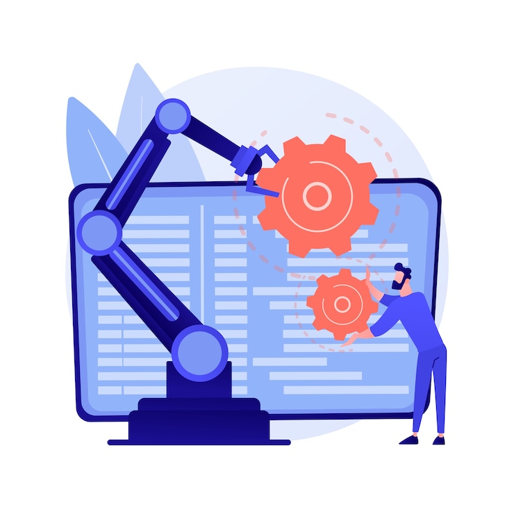 Gratis Vektor collaborative robotics abstract concept illustration