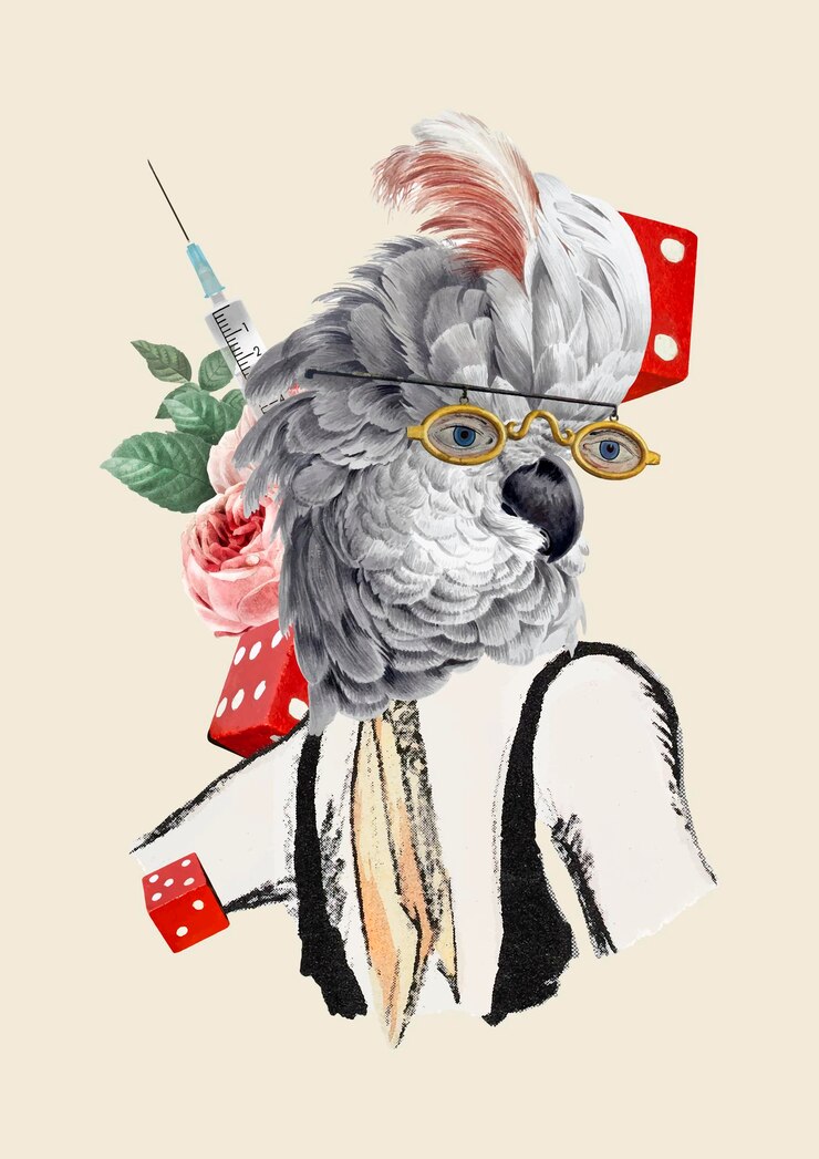 Gratis Vektor collage vintage illustration vektor, printbar mixed media kunst