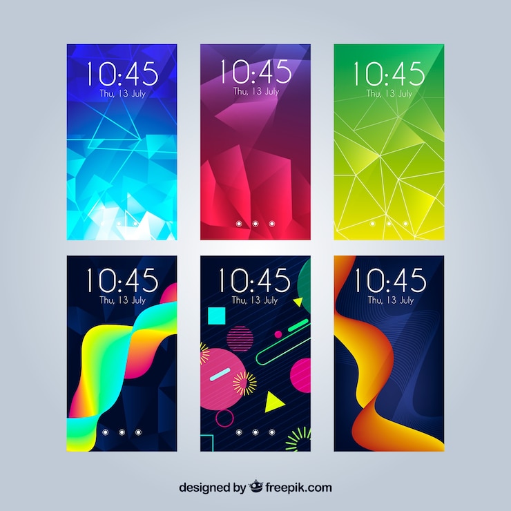 Gratis Vektor collection of abstract colorful wallpaper for mobile